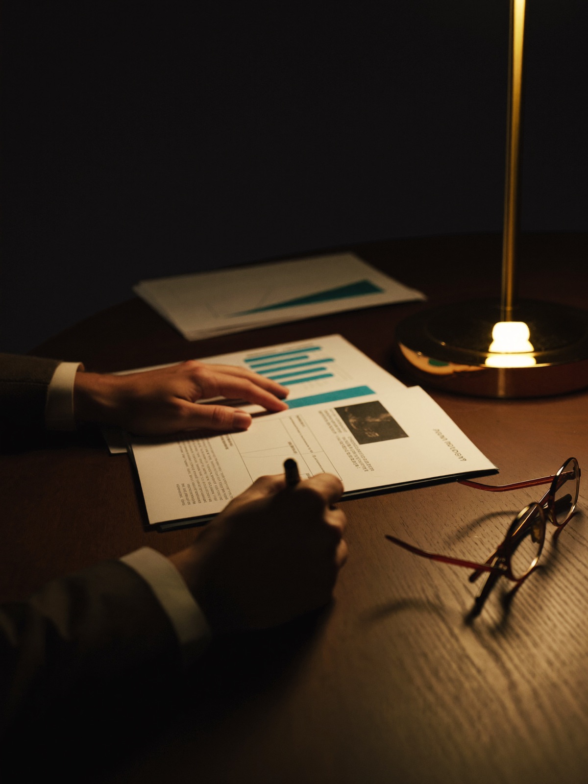 Consultant reviewing a printed energy proposal at a desk